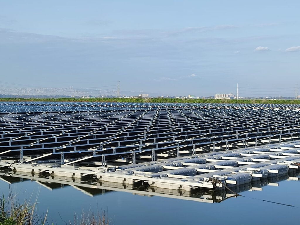 Solar power plant on the surface of a lake in northern Israel